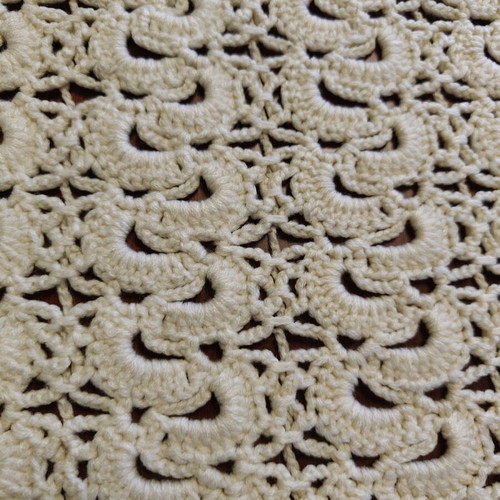 Woolen knitted handmade throw used 185x185 beige