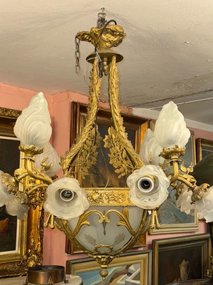 Chandelier used 12 lights bronze