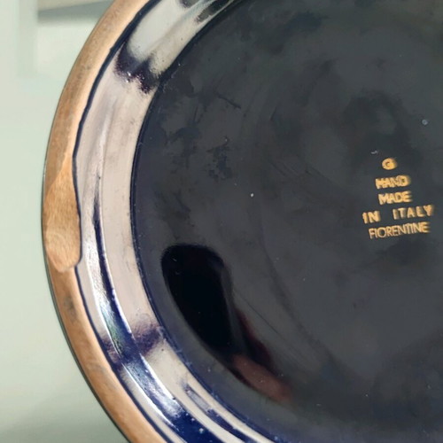 Handmade heavy ashtray with gold details used from Florence