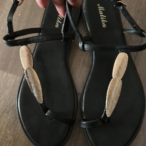 Black leather sandals size 41 like new