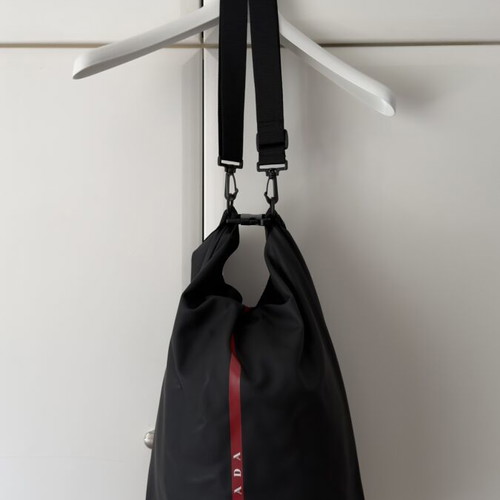 Prada Luna Rossa bag new, black with red stripe, waterproof backpack