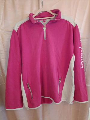Pink fleece sweatshirt used with zipper, size L
