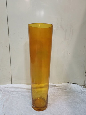 Set of 2 Tall Amber Glass Floor Vases like new