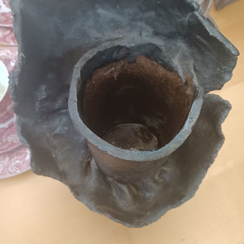 Ceramic designer vase used, anthracite color