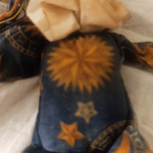 Handmade vintage fabric clown doll 25cm