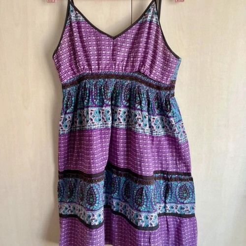 Boho Style Dress like new, adjustable straps, purple and turquoise