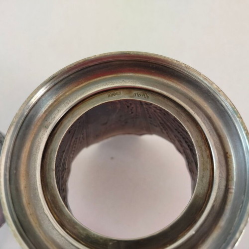 Soviet metal tea glass holders used, set of 2, 1960s era