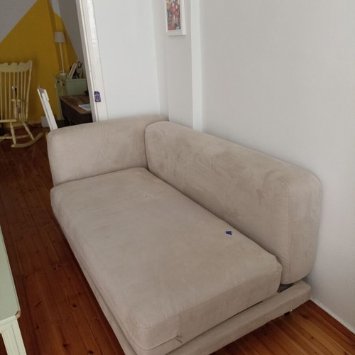 Two-seater sofa used, beige/grey