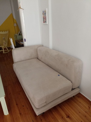 Two-seater sofa used, beige/grey