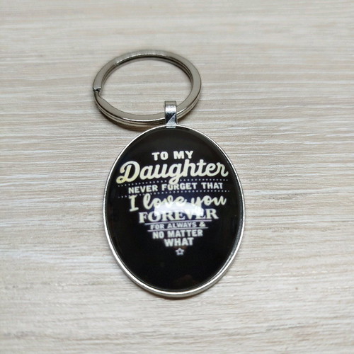Keychain To my daughter new, black, brass with enamel protection