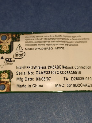 Intel PRO/Wireless 3945ABG PCIe Wireless Network Card like new
