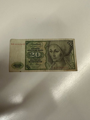 20 марки 1970 г. банкнота от Западна Германия като нова
