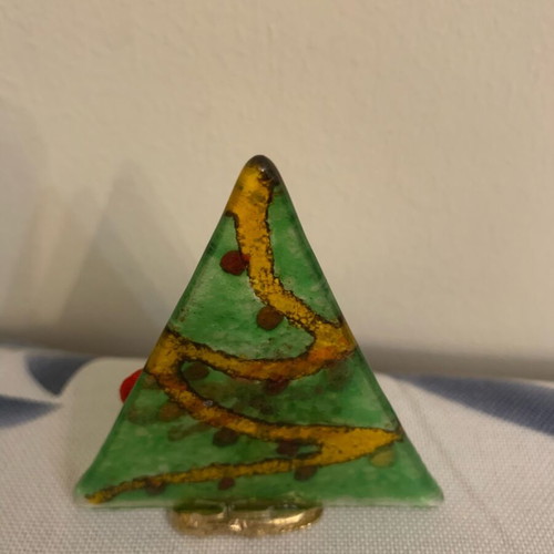 Christmas Tree Glass Charm New