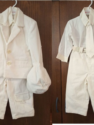 White corduroy baptism suit new