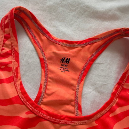 H&M Sport Neon Coral Workout Tank Top used, zebra print, size M