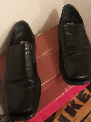 JB Bournazos men's leather moccasins size 43.5 like new, black