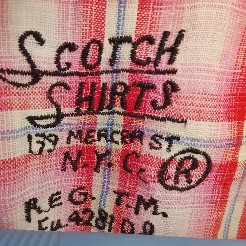 Scotch men's short-sleeve shirt XXL used, red and pink plaid linen