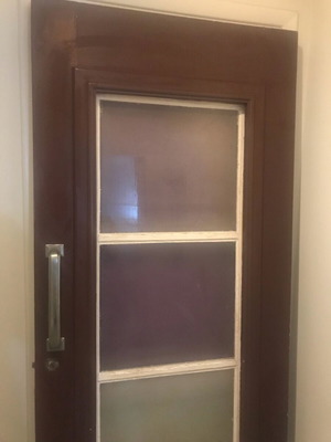 Vintage exterior door used with window and roller curtain 218x89cm