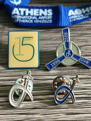 AIA Athens International Airport pins used, pack of 4