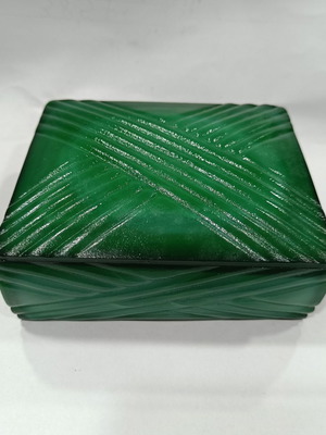 Art Deco Malachite Glass Box Like New 1930s