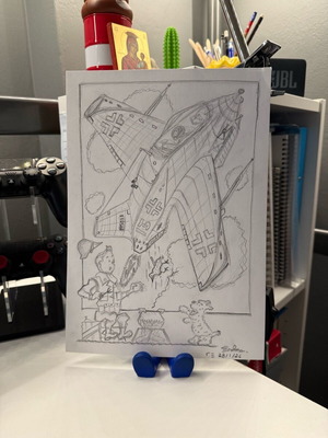 Tin Tin sketch new with airplane and comic character