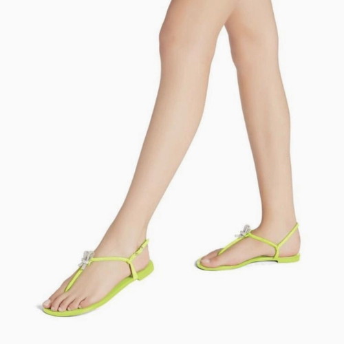 Giuseppe Zanotti neon green crystal detail flat sandals used