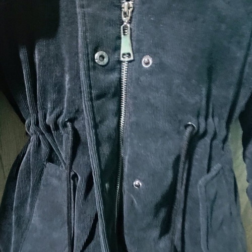 Owtwo black corduroy jacket XXL used with plush lining and hood