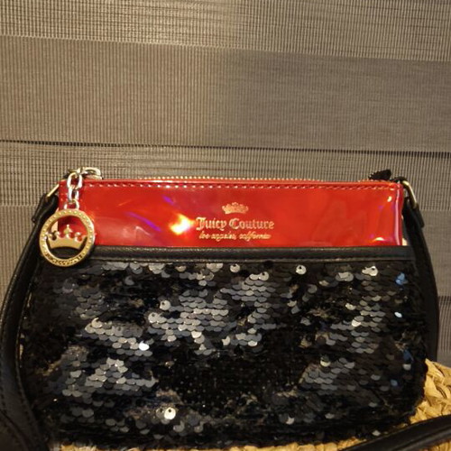 Juicy Couture evening bag with detachable wallet, black and red