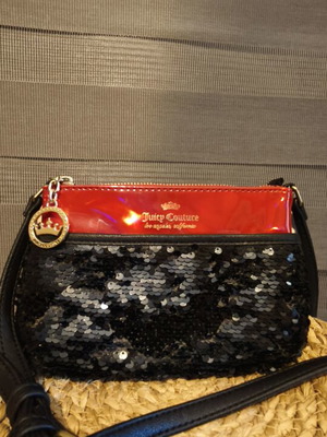 Juicy Couture evening bag with detachable wallet, black and red