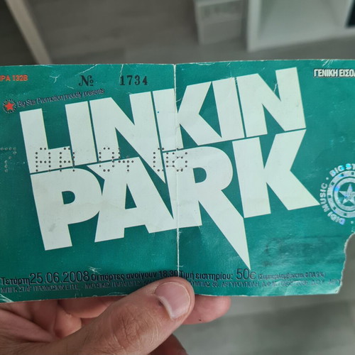 Linkin Park concert ticket Athens 2008, collectible