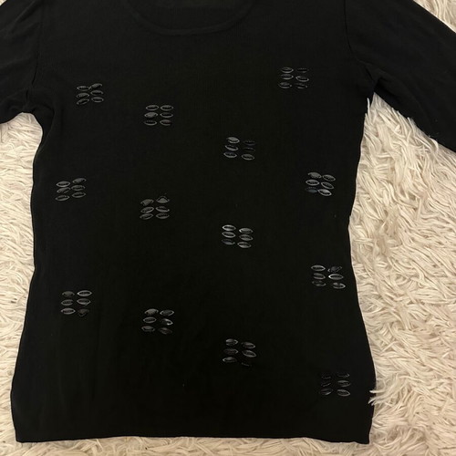 Black blouse with three-quarter sleeves like new, size L