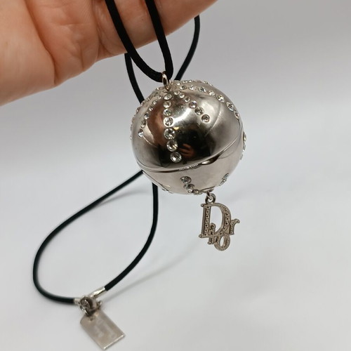 Christian Dior Diorlight vintage long necklace with pendant, silver
