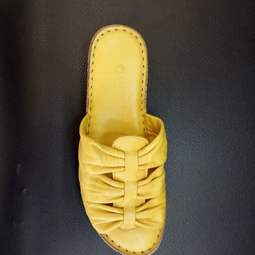 Yellow leather platform sandals, size 37