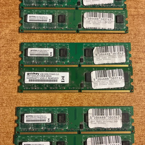 DIMMS RAM DDR2 2GB 800MHz PC6400 used memory, total 12GB