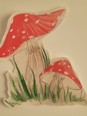 Handmade Amanita mushroom sticker new