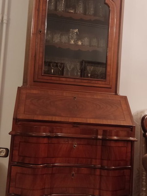Vintage Dutch Baroque Secretary Desk with Display Cabinet like new