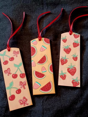 Set of 3 wooden handmade bookmarks new