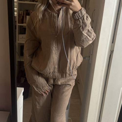 Mango σετ bomber και παντελόνι μπεζ, σαν καινούργιο