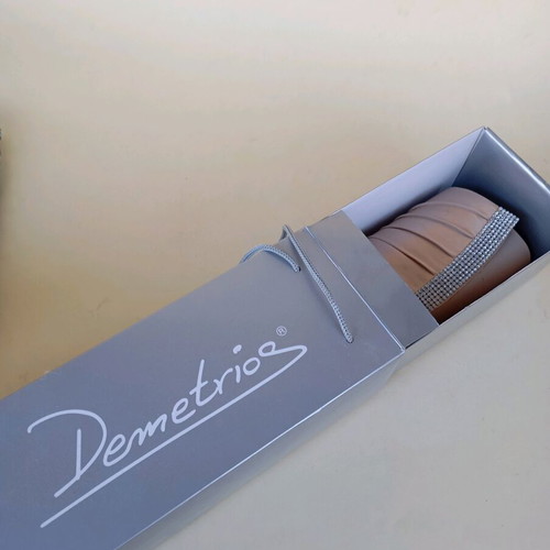 Demetrios satin clutch bag used with strass beige