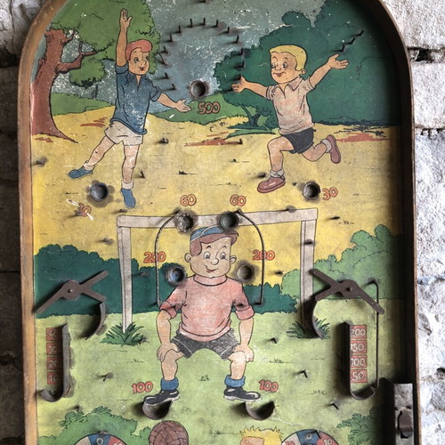 Retro wooden game Fortuna football pinball used, vintage 1950-1960
