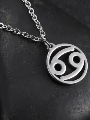 Stainless steel Cancer zodiac necklace new, silver color