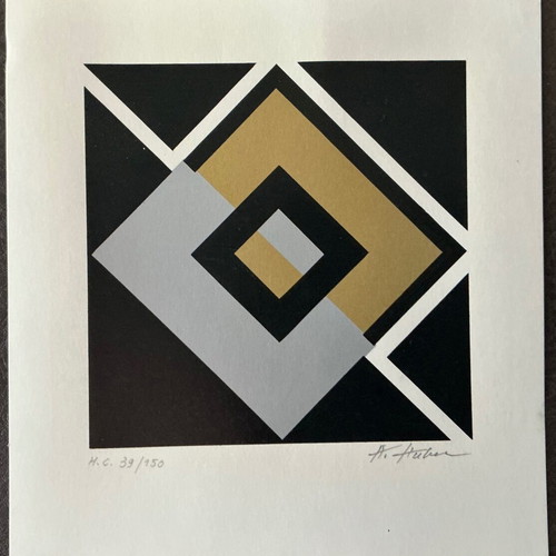 Alexius Huber Signed Screen Print H.C. 39/150, Op Art geometric