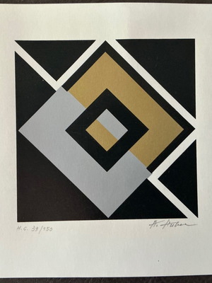 Alexius Huber Signed Screen Print H.C. 39/150, Op Art geometric