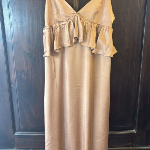 Maxi dress in bronze tones, used, H&M, size L