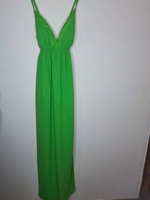 Dress long green with crisscross back new