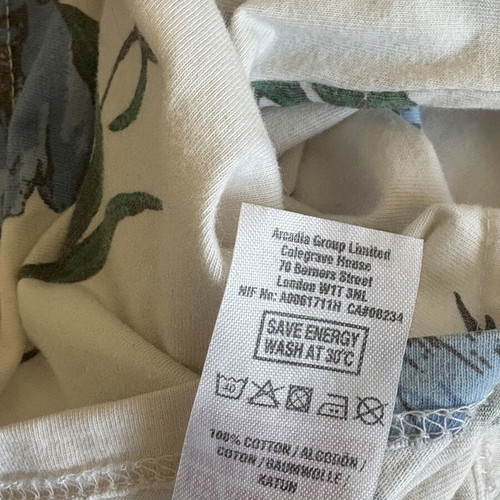 Dorothy Perkins floral cotton t-shirt white like new, size L