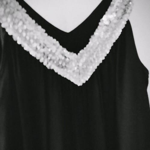 Evening dress black with sequins, new, knee-length viscose