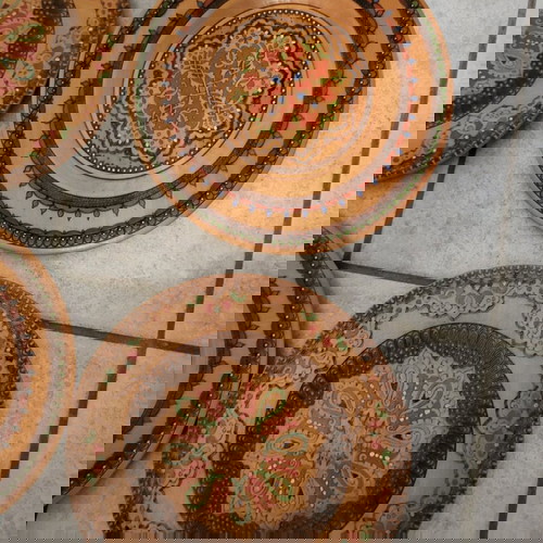 Vintage ξύλινα πιάτα τοίχου μεταχειρισμένα, πακέτο 4