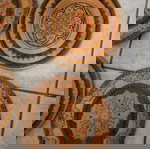 Vintage ξύλινα πιάτα τοίχου μεταχειρισμένα, πακέτο 4