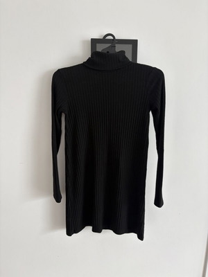 Stradivarius long-sleeve black dress with polo neck